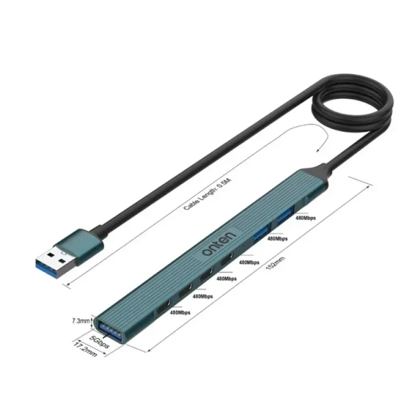 Onten UA972C 7-in-1 USB Hub – Expand Your Connectivity with High-Speed Ports​