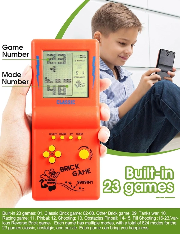 Pocket Handheld Brick Game for Kids, Little Kids 9999 in 1 Video Game. Video-Game for Birthday Return Gift, Rakshabandhan Gift. (Colour May Vary)