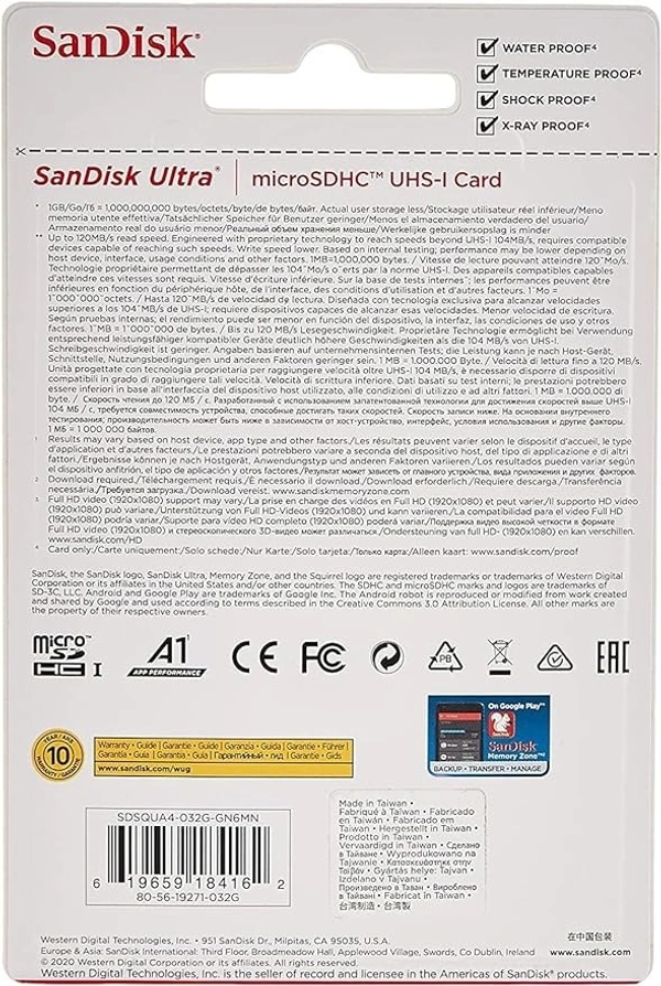 SanDisk Ultra 32 GB microSD UHS-I – 120 MB/s High-Speed Memory Card for Action camera  | 1-Year Warranty