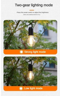 LED Camping Light Type-C USB Rechargeable Waterproof 400mAh 100LM Tent Light with Hook 3 Modes Outdoor Lighting Blub