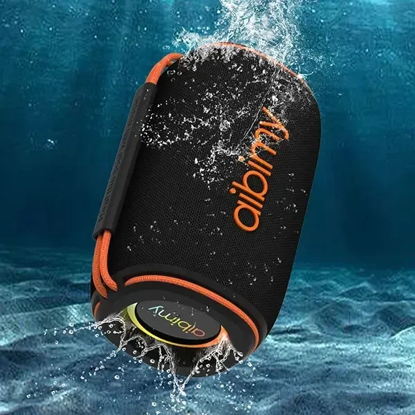 Aibimy MY-232BTS Waterproof Bluetooth Speaker with RGB Lights, IPX6, TWS, and Multi-Input Support