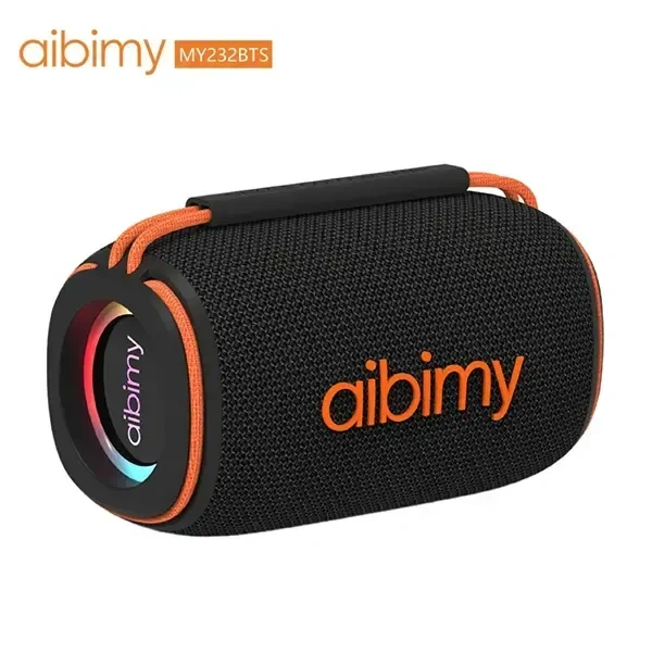 Aibimy MY-232BTS Waterproof Bluetooth Speaker with RGB Lights, IPX6, TWS, and Multi-Input Support