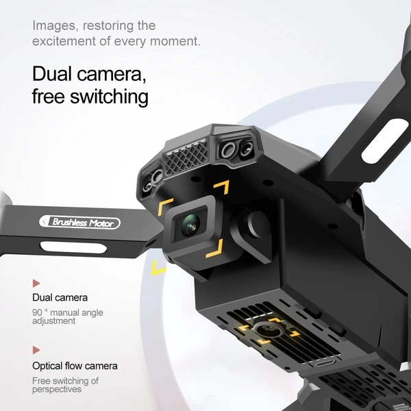 F198 Drone WIFI FPV HD Aerial Photography Wide Angle Dual Camera Professional With 1080P Brushless RC Foldable Quadcopter 2 Battery 2 Camera