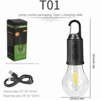 LED Camping Light Type-C USB Rechargeable Waterproof 400mAh 100LM Tent Light with Hook 3 Modes Outdoor Lighting Blub