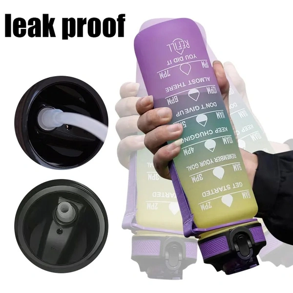Portable Water Bottle Motivational Sports Water bottle with Time Marker Leak-proof Cup for Outdoor Sport Fitness 1 LITER