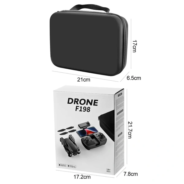F198 Drone WIFI FPV HD Aerial Photography Wide Angle Dual Camera Professional With 1080P Brushless RC Foldable Quadcopter 2 Battery 2 Camera