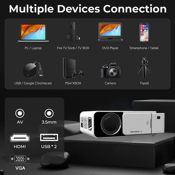 Mini Led Projector Wifi Wireless Mirror Phone Miracast 1080P LCD Video Movie Party Projector T5 Smart Version