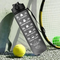 Portable Water Bottle Motivational Sports Water bottle with Time Marker Leak-proof Cup for Outdoor Sport Fitness 1 LITER