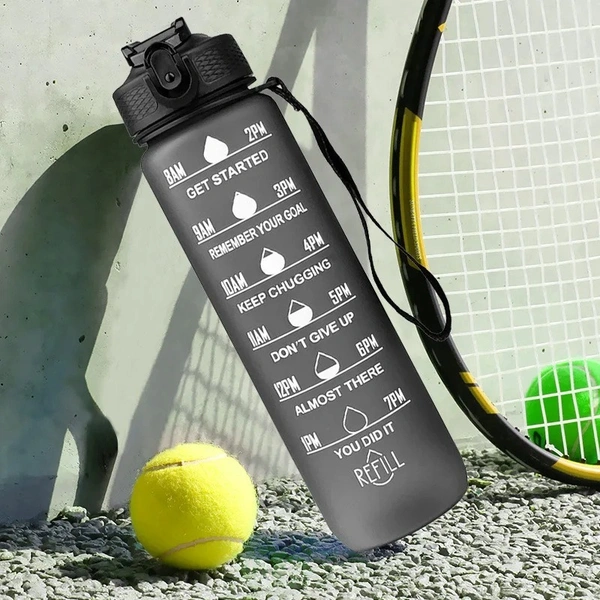 Portable Water Bottle Motivational Sports Water bottle with Time Marker Leak-proof Cup for Outdoor Sport Fitness 1 LITER
