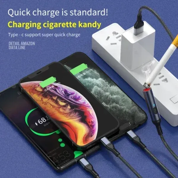 4-in-1 Cigarette Lighter Multi USB Braided Universal Cable | 5A Super Fast Charging