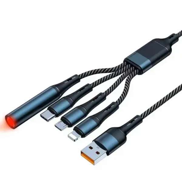 4-in-1 Cigarette Lighter Multi USB Braided Universal Cable | 5A Super Fast Charging