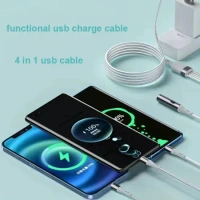 4-in-1 Cigarette Lighter Multi USB Braided Universal Cable | 5A Super Fast Charging