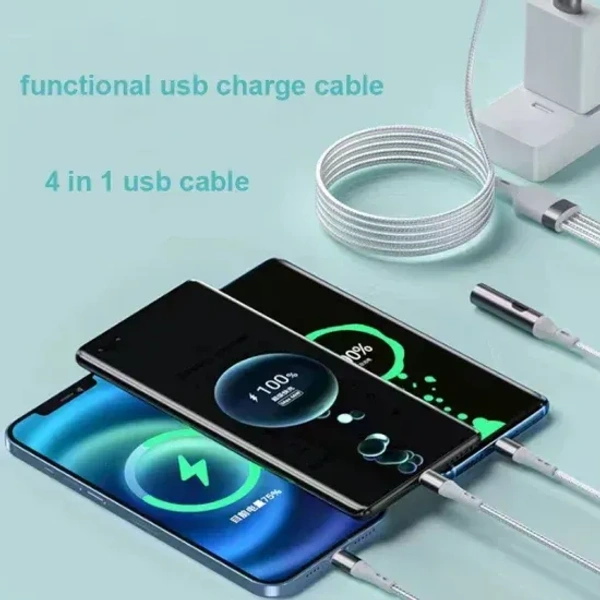 4-in-1 Cigarette Lighter Multi USB Braided Universal Cable | 5A Super Fast Charging