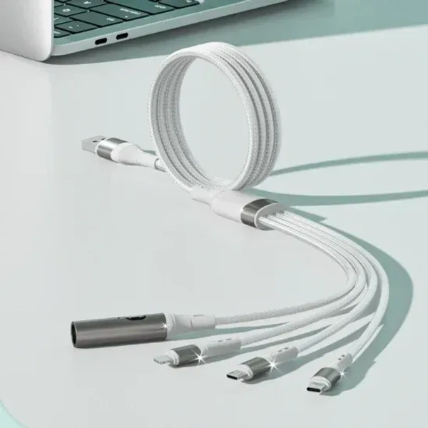 4-in-1 Cigarette Lighter Multi USB Braided Universal Cable | 5A Super Fast Charging
