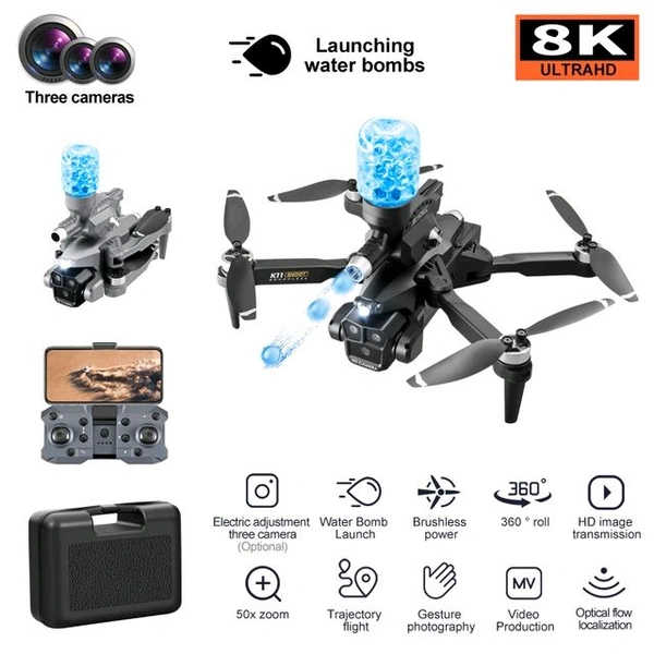 K11 Max Drone with Water Bombs Professional Aerial Photography Aircraft 8K Triple Camera Obstacle Avoidance Foldable Quadcopter
