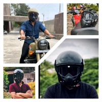 Goggle With Mask Riding Mask For Bikers Anti Scratch UV Protective Bike Face Mask For Men Detachable With Soft Foam Padded Face Cover Helmet Google Mask Off Road Dust Protection Mask (Rainbow)