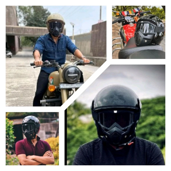 Goggle With Mask Riding Mask For Bikers Anti Scratch UV Protective Bike Face Mask For Men Detachable With Soft Foam Padded Face Cover Helmet Google Mask Off Road Dust Protection Mask (Rainbow)