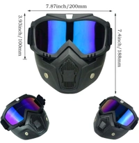 Goggle With Mask Riding Mask For Bikers Anti Scratch UV Protective Bike Face Mask For Men Detachable With Soft Foam Padded Face Cover Helmet Google Mask Off Road Dust Protection Mask (Rainbow)