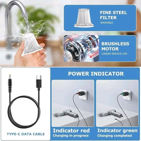 Mini Car Vacuum Cleaner - Cordless and Rechargeable