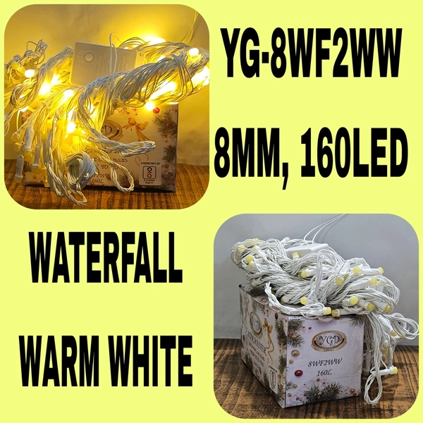 YG-8WF2WW BULBS 160 LED WATERFALL WARM WHITE 8MM YGD 8WF2WW 