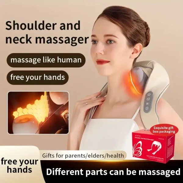 RelaxPro Heat Neck & Shoulder Massager – Deep Kneading Pain Relief, Hands-Free with Heat