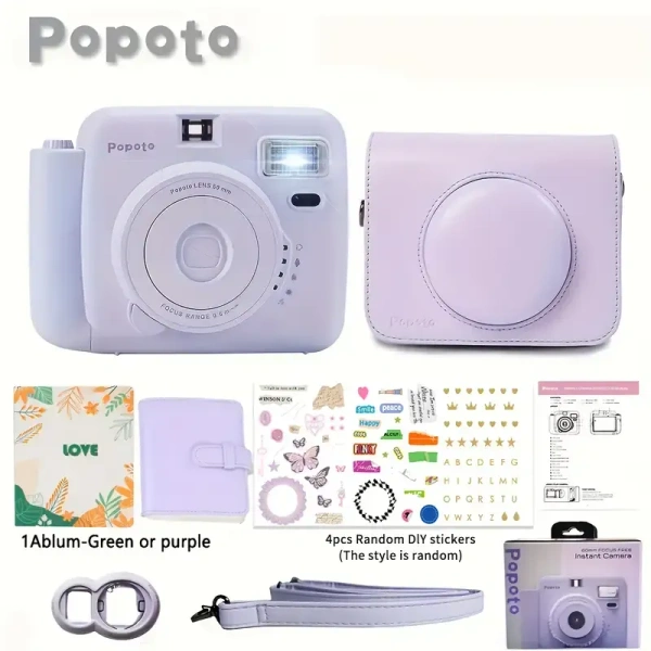 New Popoto Instant Camera Suitable, for give gifts Birthday, Party, Wedding Gift Parties. Various modes can be adjusted to suit different scenes, Portable cameras (Excluding Battery And Film)