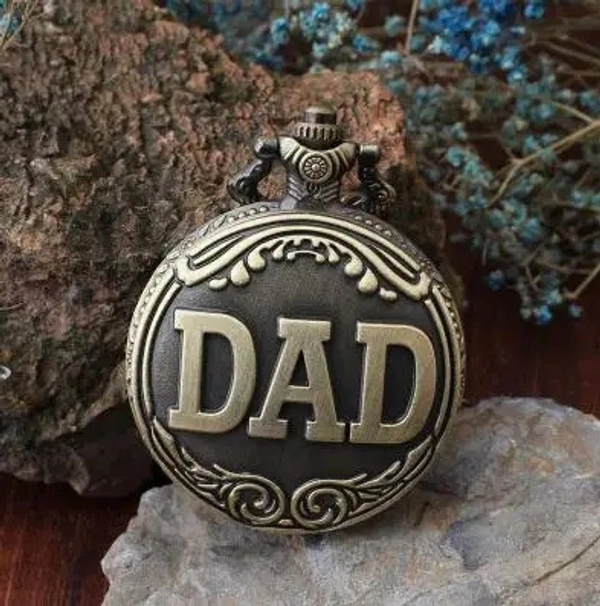 Bronze Dad Pocket Watch Necklace | The Greatest Dad Father Vintage Quartz Watch | Luxury Gift for Men