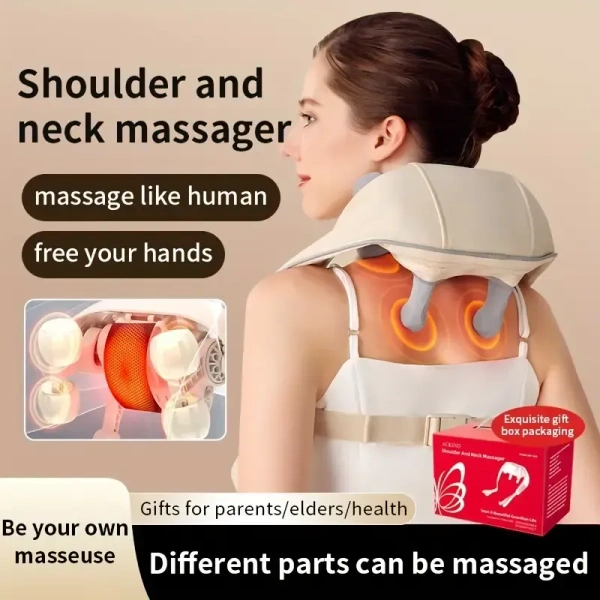 RelaxPro Heat Neck & Shoulder Massager – Deep Kneading Pain Relief, Hands-Free with Heat