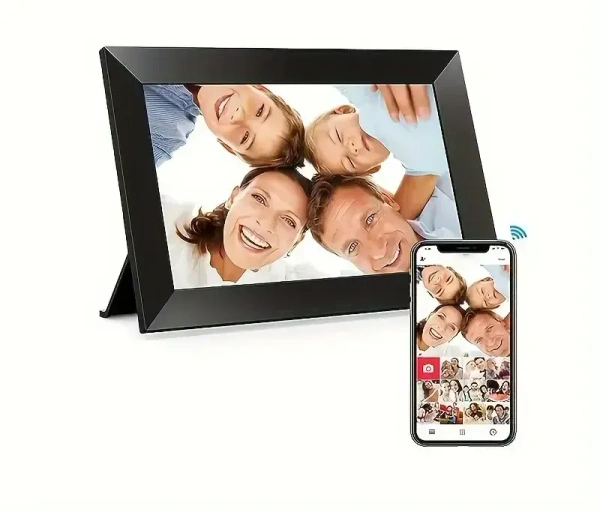 10 Inch Smart Wi-Fi Digital Photo Frame with IPS Touchscreen, Free App, Slideshow & Weather