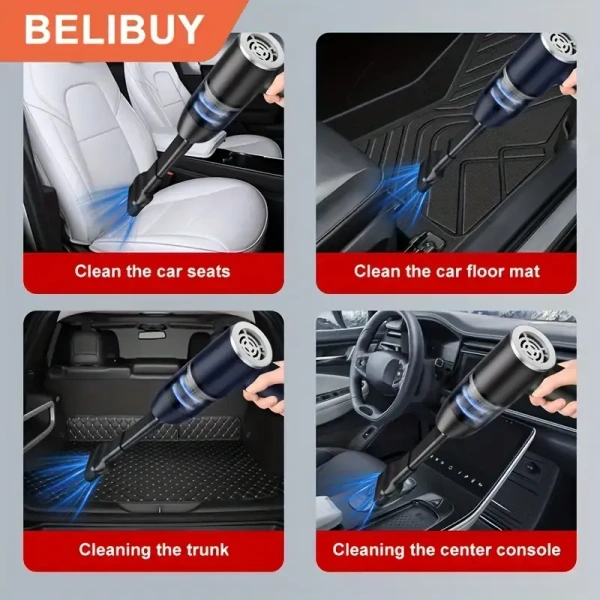 Portable cordless handheld vacuum cleaner, cyclonic aspirated car vacuum cleaner, combined blow and suction, rechargeable powerful car/office/home vacuum cleaner - 1