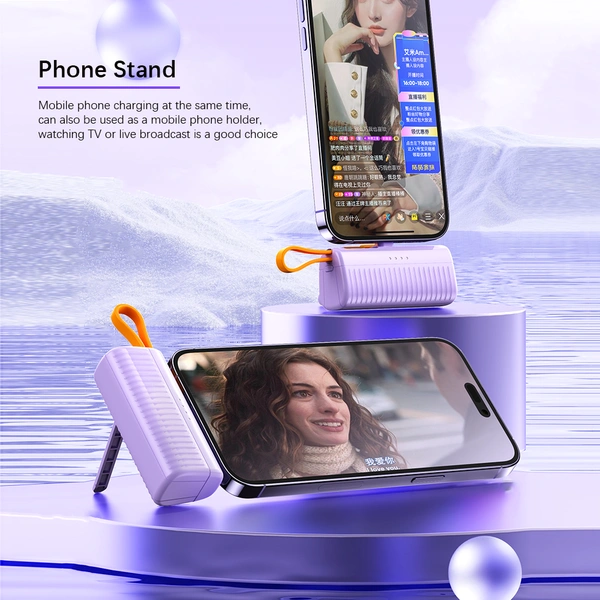 2025 5000mAh Built-in Cable Power Bank – Ultra Compact with 22.5W Fast Charging