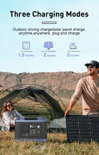 300 W Portable Solar Power Station – Outdoor Solar Generator with Pure Sine Wave, Multiple Outputs, Wi-Fi Control