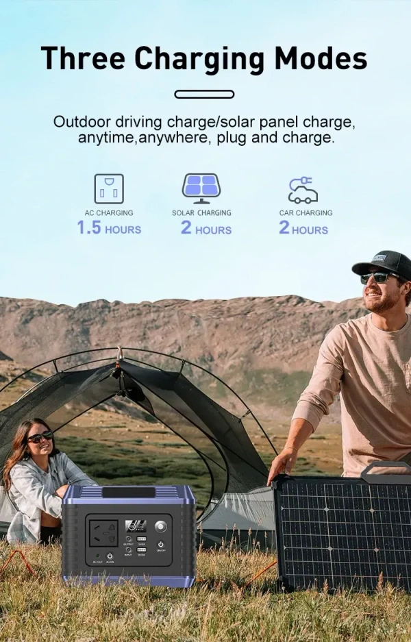 300 W Portable Solar Power Station – Outdoor Solar Generator with Pure Sine Wave, Multiple Outputs, Wi-Fi Control