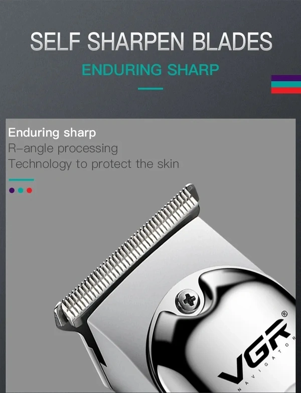 Professional Rechargeable Electric Hair Trimmer V-071 | Precision T-Blade, Red & Green Indicators