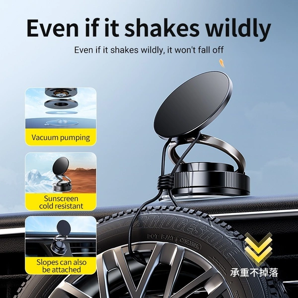 Universal Stable Vacuum Suction Magnetic Phone Holder | Home & Office Foldable Bracket
