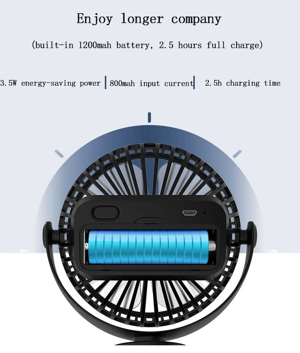 Portable Battery Operated fan, Stroller 360 Degree Rotation Quiet Battery Mini USB Rechargeable Clip Table Fan