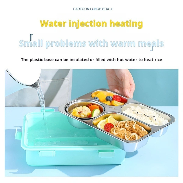 Lockable Leak-proof 4 Compartments Stainless Steel Students Lunch Box Tiffin Box
