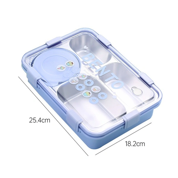 Lockable Leak-proof 4 Compartments Stainless Steel Students Lunch Box Tiffin Box