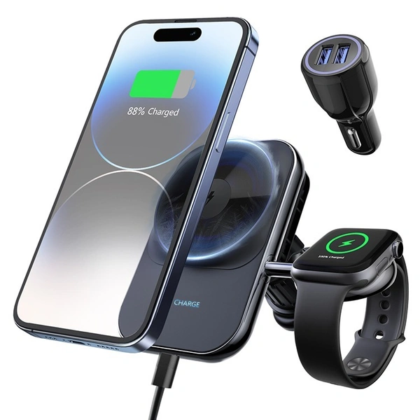 Iwatch Semiconductor Refrigeration Fast Magnetic Phone Holder QI Car Wireless Charger 2 in 1 for Iphone OEM TYPE-C 3W S15 80%