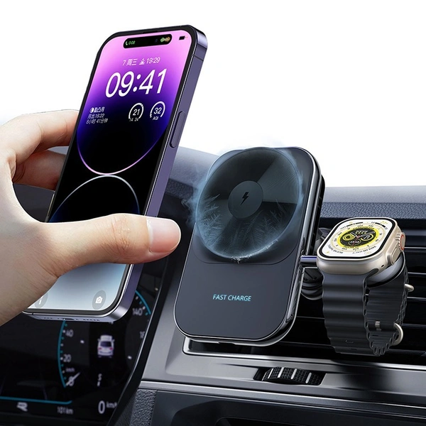 Iwatch Semiconductor Refrigeration Fast Magnetic Phone Holder QI Car Wireless Charger 2 in 1 for Iphone OEM TYPE-C 3W S15 80%