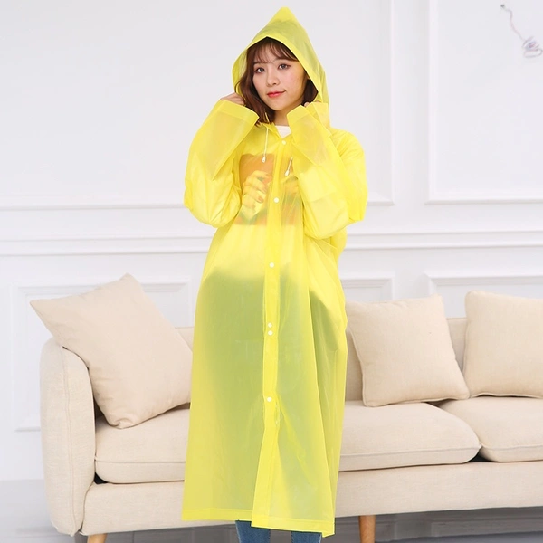 Waterproof EVA Raincoat Transparent Long Size Adult Raincoat Reusable Portable Outdoor Hiking Raincoat