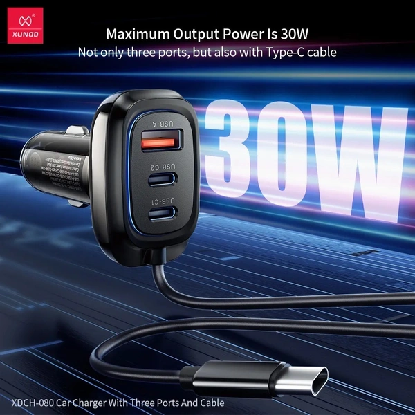 XUNDD Fast Car Charger | Dual-Port USB QC 3.0 & PD 20W Charger