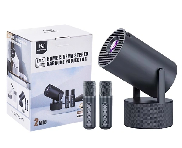 J-HY300 Pro KTV Projector with Wireless Microphone – Perfect for Karaoke & Home Entertainment