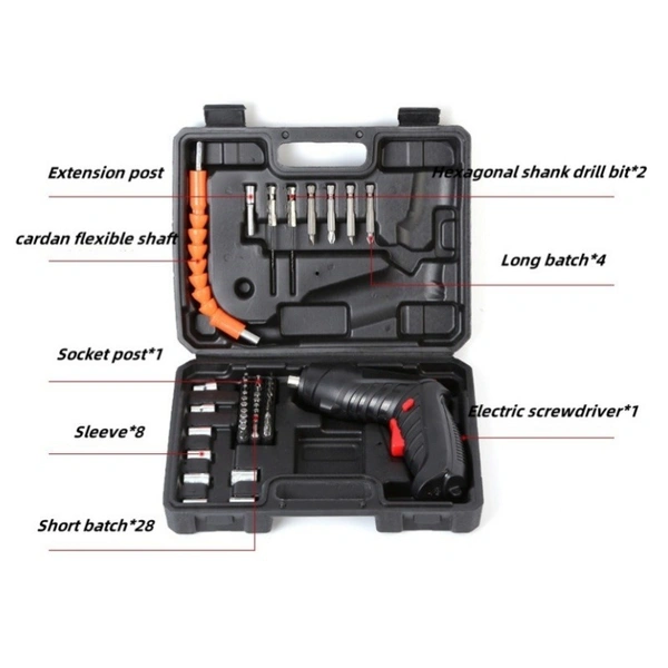 47PCS Electric Screwdriver Set | 3.5N.m Cordless Power Tool with Accessories