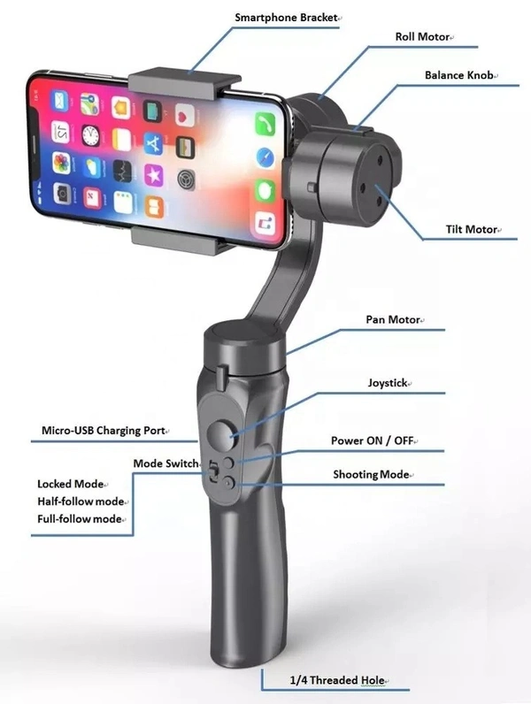 F6 Object Tracking Handheld Smartphone Gimbal | 360° Rotation for Stable Shots