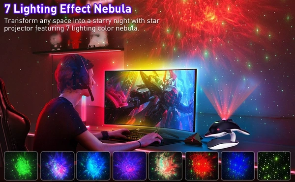 New Cute Dolphin Star Projector Light - LED Night Light, Starry Sky Projection for Kids, Home Decor, and Relaxation