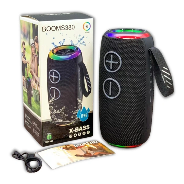 BOOMS380 Wireless Bluetooth Hi-Fi Stereo Speaker with RGB Lights & Deep Bass