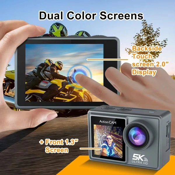 Helmet Cam 5K Action Camera with 4K Video, WiFi, Waterproof Design, and 170° Wide-Angle Lens | M40R 5K