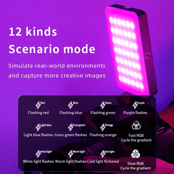 RGB140 Rechargeable LED Phone Light – Adjustable Brightness & RGB Modes