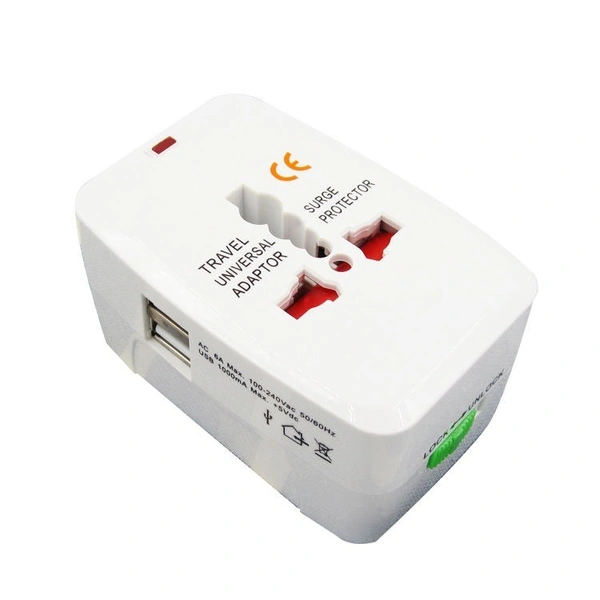 Universal Travel Adapter with Dual USB Ports – 2400mA MAX +5Vdc – Worldwide Plug for Travel